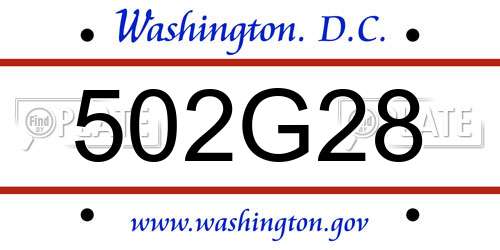 502G28 District Of Columbia License Plate