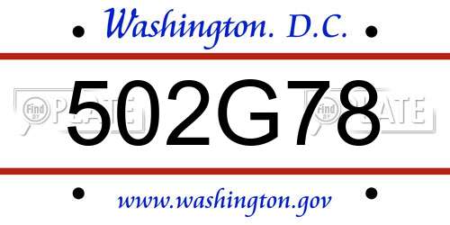 502G78 District Of Columbia License Plate