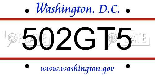 502GT5 District Of Columbia License Plate