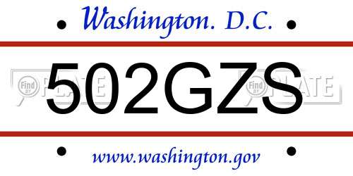 502GZS District Of Columbia License Plate