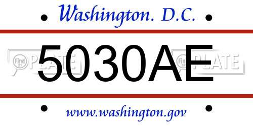 5030AE District Of Columbia License Plate