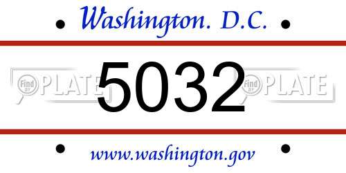 5032 District Of Columbia License Plate
