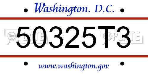 50325T3 District Of Columbia License Plate