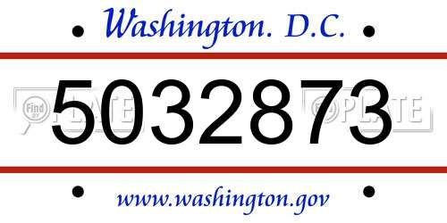 5032873 District Of Columbia License Plate