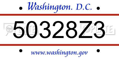 50328Z3 District Of Columbia License Plate
