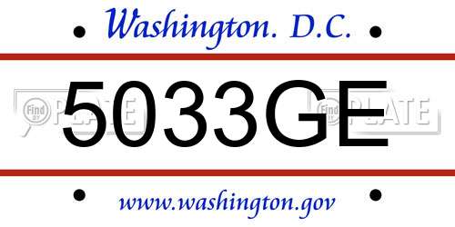 5033GE District Of Columbia License Plate