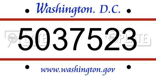 5037523 District Of Columbia License Plate
