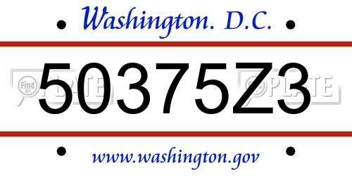 50375Z3 District Of Columbia License Plate