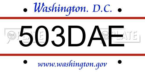 503DAE District Of Columbia License Plate