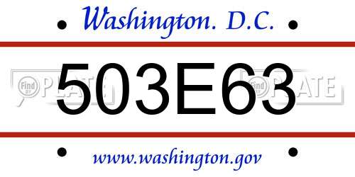 503E63 District Of Columbia License Plate
