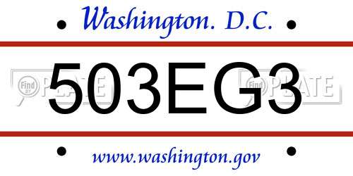 503EG3 District Of Columbia License Plate