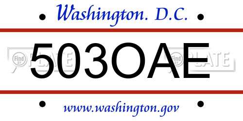 503OAE District Of Columbia License Plate