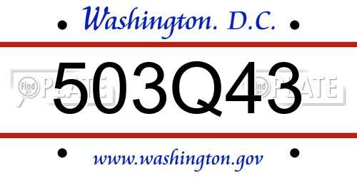 503Q43 District Of Columbia License Plate