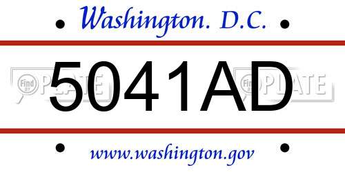 5041AD District Of Columbia License Plate
