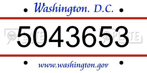 5043653 District Of Columbia License Plate