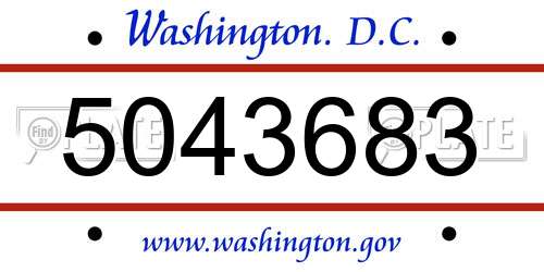 5043683 District Of Columbia License Plate