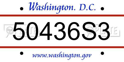 50436S3 District Of Columbia License Plate