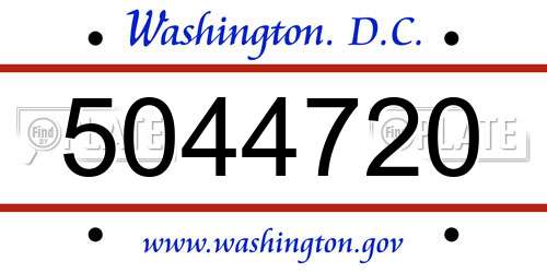 5044720 District Of Columbia License Plate