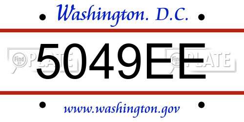 5049EE District Of Columbia License Plate