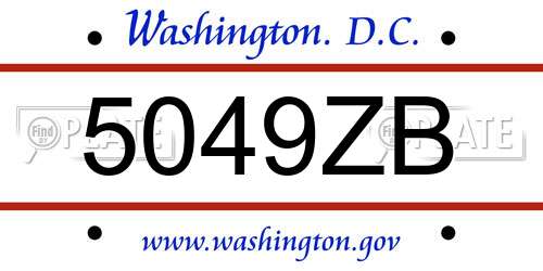 5049ZB District Of Columbia License Plate