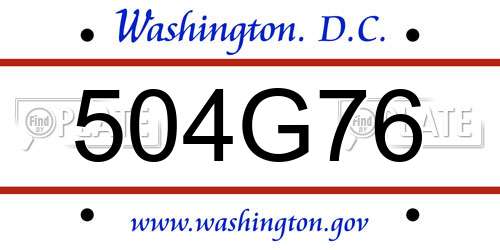 504G76 District Of Columbia License Plate