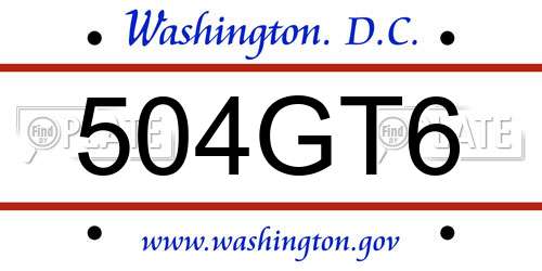 504GT6 District Of Columbia License Plate