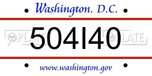 504I40 District Of Columbia License Plate