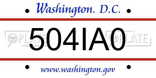 504IA0 District Of Columbia License Plate