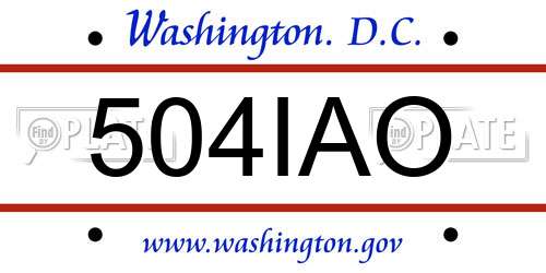 504IAO District Of Columbia License Plate