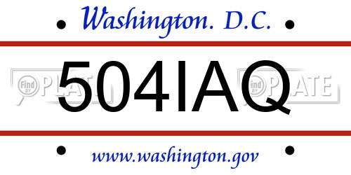 504IAQ District Of Columbia License Plate