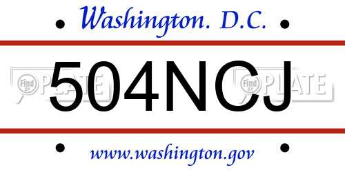 504NCJ District Of Columbia License Plate