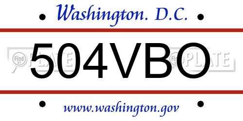 504VBO District Of Columbia License Plate