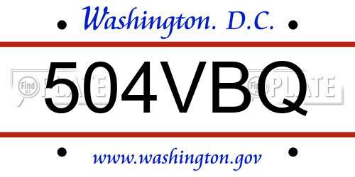 504VBQ District Of Columbia License Plate
