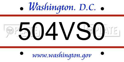 504VS0 District Of Columbia License Plate