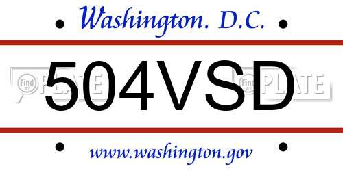 504VSD District Of Columbia License Plate