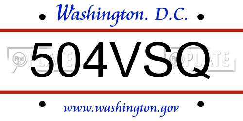 504VSQ District Of Columbia License Plate