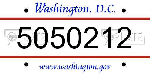 5050212 District Of Columbia License Plate