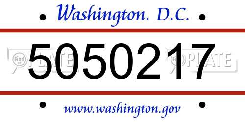 5050217 District Of Columbia License Plate