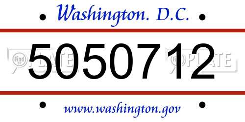 5050712 District Of Columbia License Plate