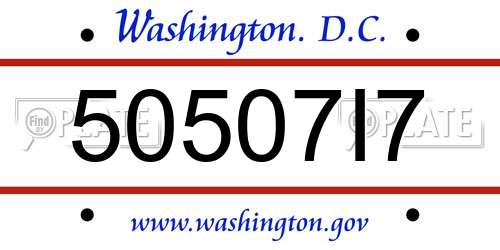 50507I7 District Of Columbia License Plate