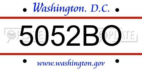 5052BO District Of Columbia License Plate