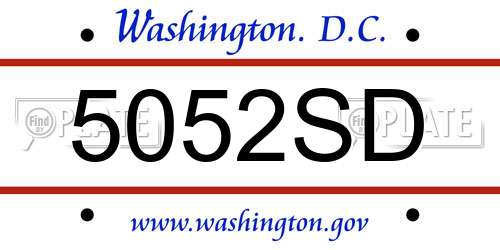 5052SD District Of Columbia License Plate