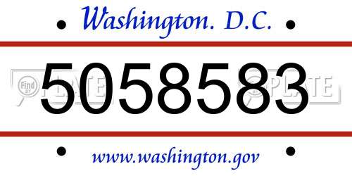 5058583 District Of Columbia License Plate