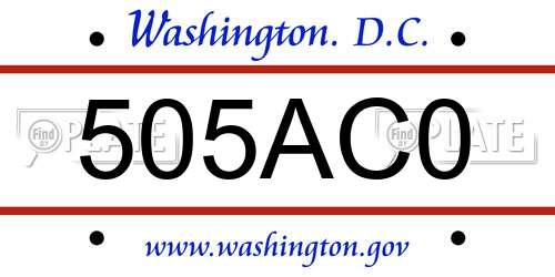 505AC0 District Of Columbia License Plate