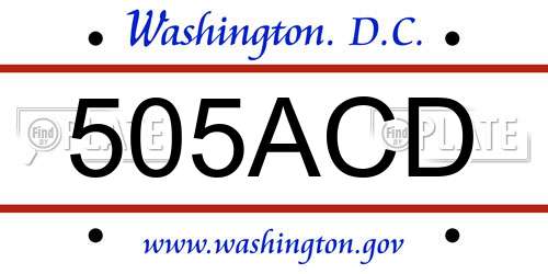 505ACD District Of Columbia License Plate