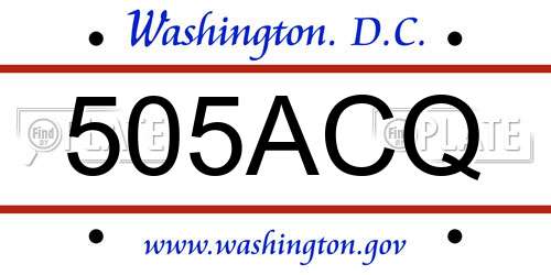 505ACQ District Of Columbia License Plate