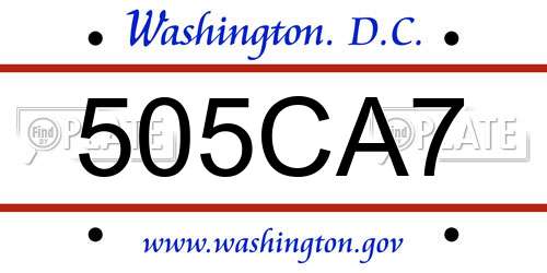 505CA7 District Of Columbia License Plate