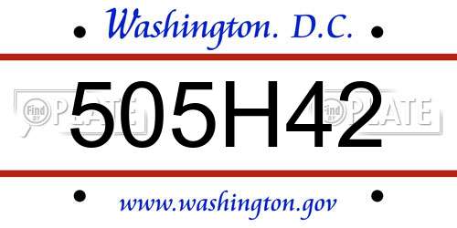 505H42 District Of Columbia License Plate