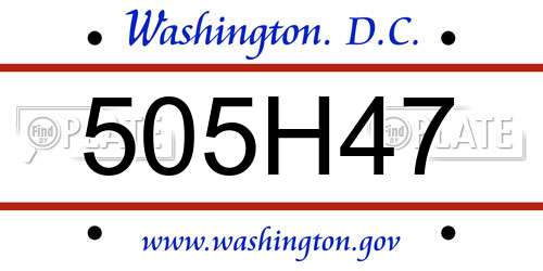 505H47 District Of Columbia License Plate
