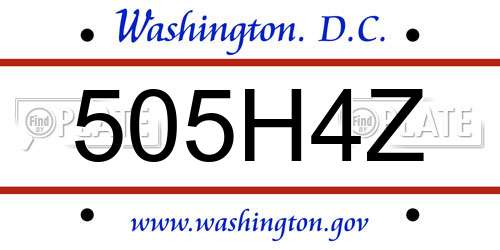 505H4Z District Of Columbia License Plate